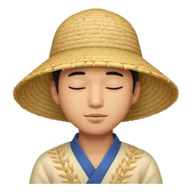 Asian guy with a rice hat, eyes closed sticker