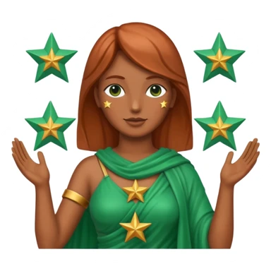 copper green female statue holding up 3 stars in a triangle sticker