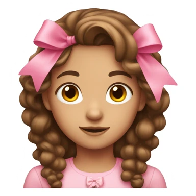 Brown haired girl with pink bow in her hair sticker