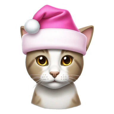 Cat with a pink Santa hat sticker