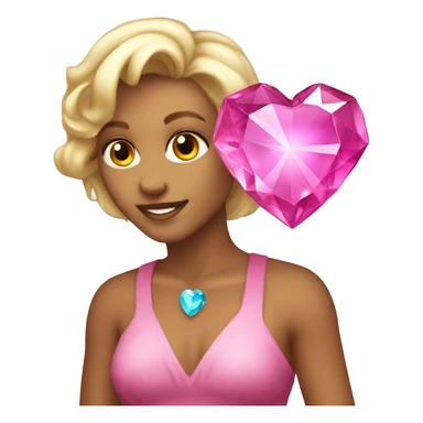 Pink heart shaped crystal gem sticker