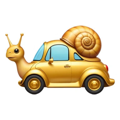 Golden snail driving a car ￼ sticker