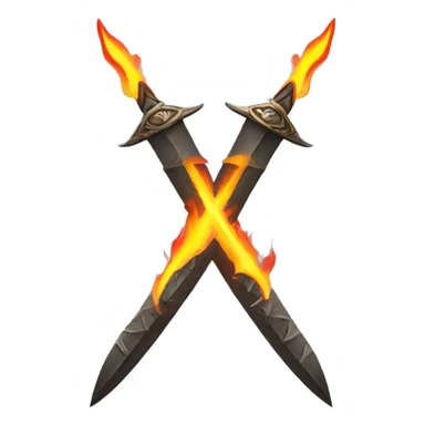 Two Daggers crossed with flames behind sticker