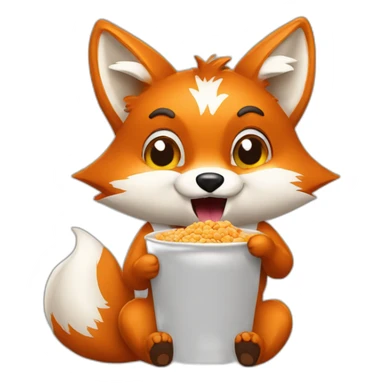 Fox eating cereal sticker