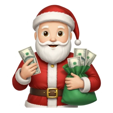 Um emoji de um  papai noel segurando um saco de dinheir sticker