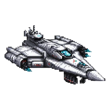 Battleship-style space cruiser with weapons and armor plating sticker