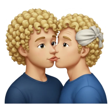Blonde curly guy kissing on a butt sticker