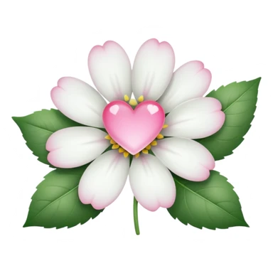 clear white leaf flower with mini pink heart center sticker