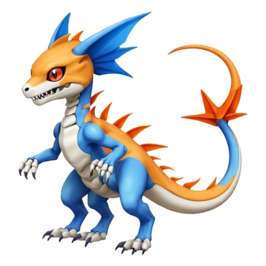 Skeletal Koraidon-Veemon-Digimon-Latias-Peppercat-Pokémon-Flamedramon-fusion-creature, Full body  sticker