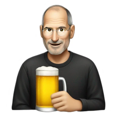Steve jobs having a beer sticker