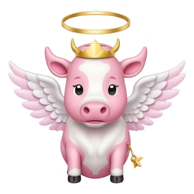 pink cow with angel wings and a halo sticker