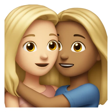 a blonde girl and a brown haired girl hugging  sticker