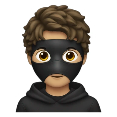 a boy with wearing a black mask sticker