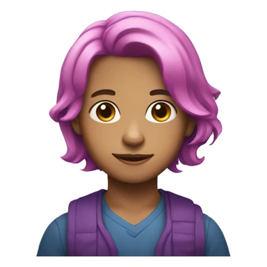 young boy with shoulder length pink, blue, and purple hair  sticker
