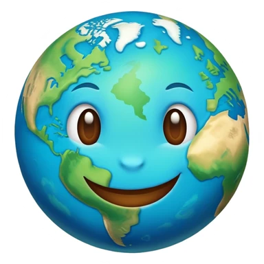 earth planet with cute smiling face, happy expression sticker