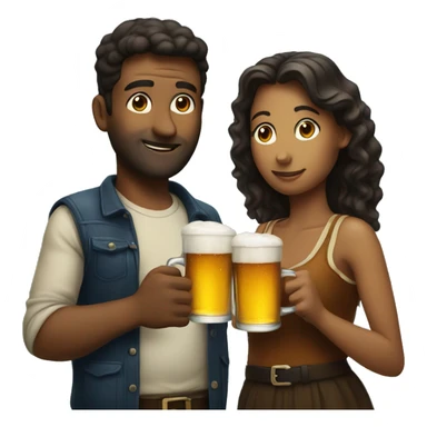 man and woman drinking beer sticker