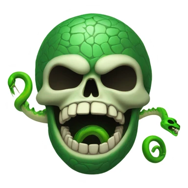 skull with open mouth green snake sticker