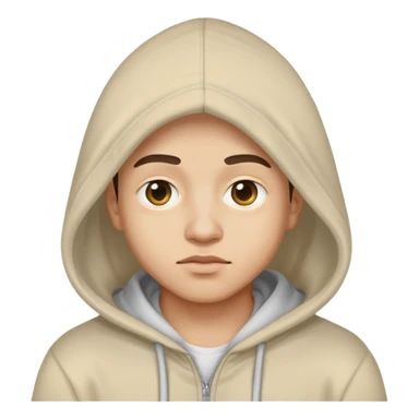 a person with eye bags and a hoodie sticker