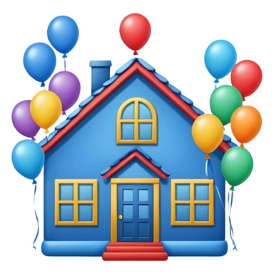 blue house flying with baloons sticker
