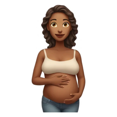 woman with baby belly sticker