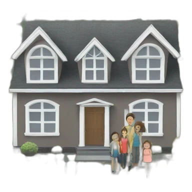large house wirh small people in front sticker