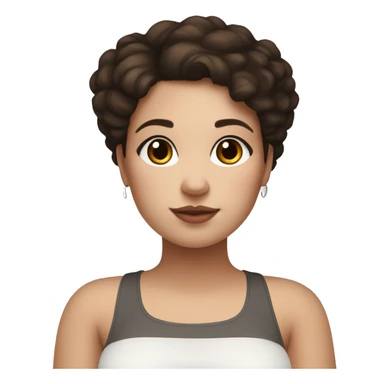 Plus size white skin girl with dark brown hair and brown eyes with white hamster  sticker