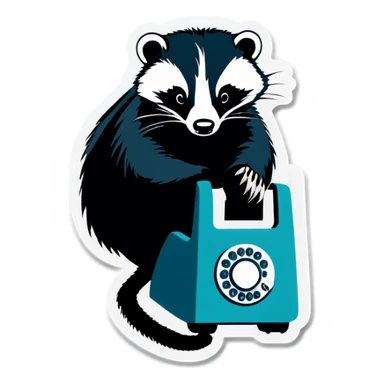 badger on a corded phone sticker