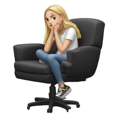 white girl thinking about life on a big gaming chair  sticker