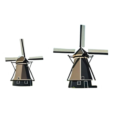 cinematic-realistic-kinderdijk-windmills-landmark-emoji,-showcasing-traditional-dutch-windmills-aligned-along-a-tranquil-canal,-with-lush-green-fields in a picture frame sticker