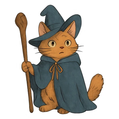 ghibli style wizard cat sticker