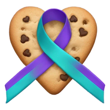 Purple teal Suicide awareness ribbon, cookie heart sticker