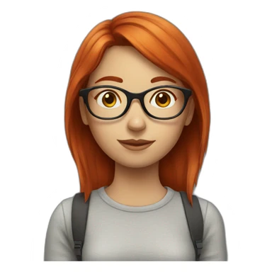 Redhair girl nerd with glasses sticker