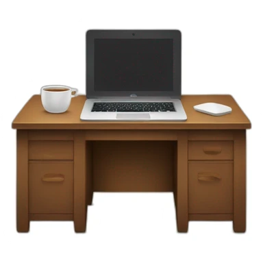 A desk with a macbook sticker