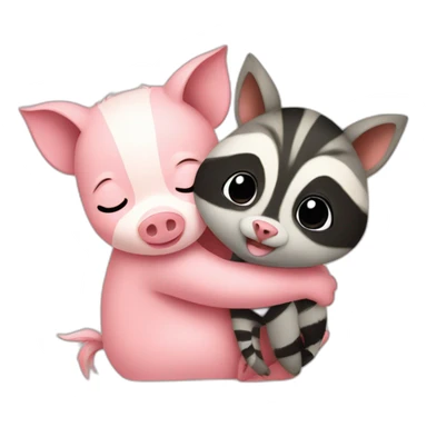 piglet hugs raccoon sticker
