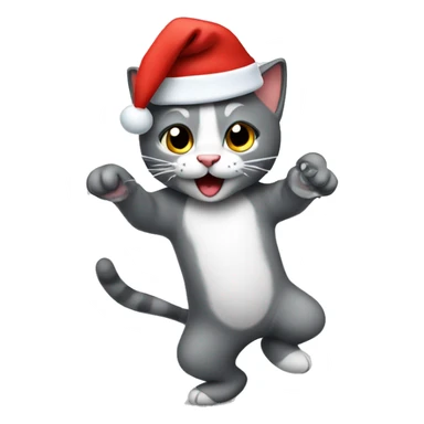 A cat dancing wearing a Santa hat  sticker