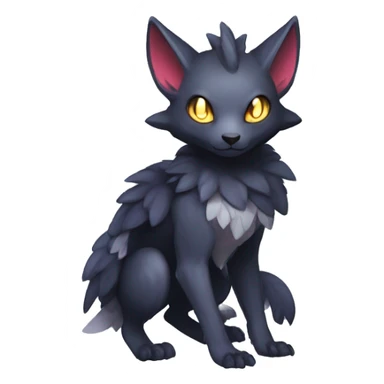 Cute cool shiny fantasy dark-shadow-themed animal hybrid Fakemon full body sticker