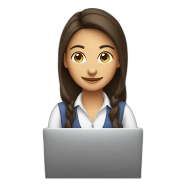 fille brune souriante qui travaille sur ordinateur sticker