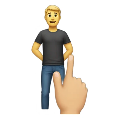 men, car behind his back, showing his thumb sticker