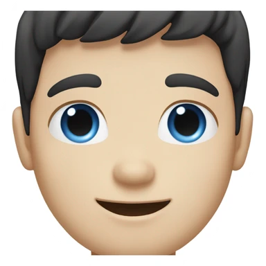 White boy named max black hair blue eyes square face smiling  sticker