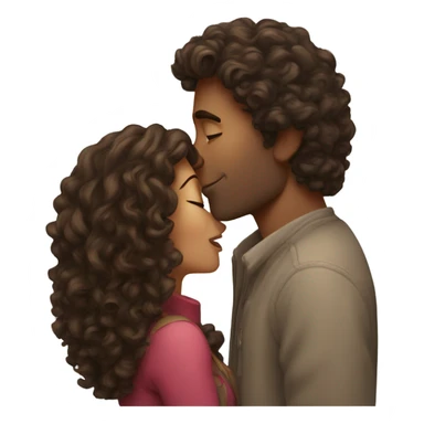 White Man with dark hair kissing brown woman with long brown curly hair sticker