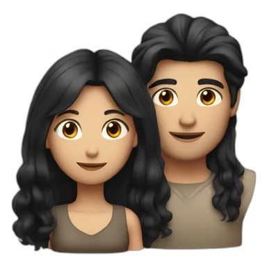 Men with Long black hair and girl with brown short hair sticker