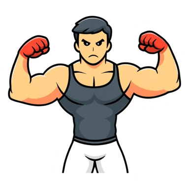 Man flexing muscles showing off sticker