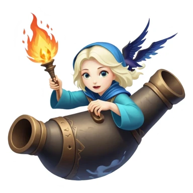 Baba Yaga sorceress woman flying in a mortar, magical aura sticker