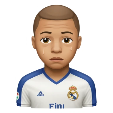 Mbappe crying with réal Madrid jersey on sticker