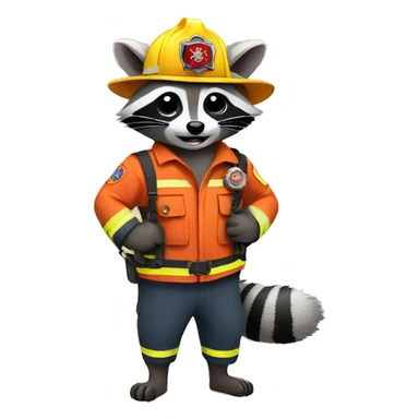 raccoon as a firefighter  sticker