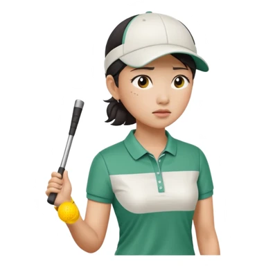 asian women golfer painful profile sticker