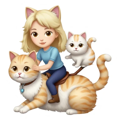 a girl riding a cat sticker