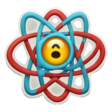 sticker of an atom with eyes and the letter "P" in the middle sticker