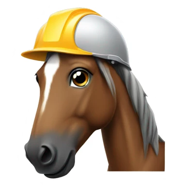 horse wearing a construction helmet sticker