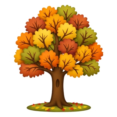 Fall tree with beautiful autumn colors, felt texture sticker